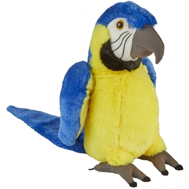 Peluche perroquet ara bleu & or